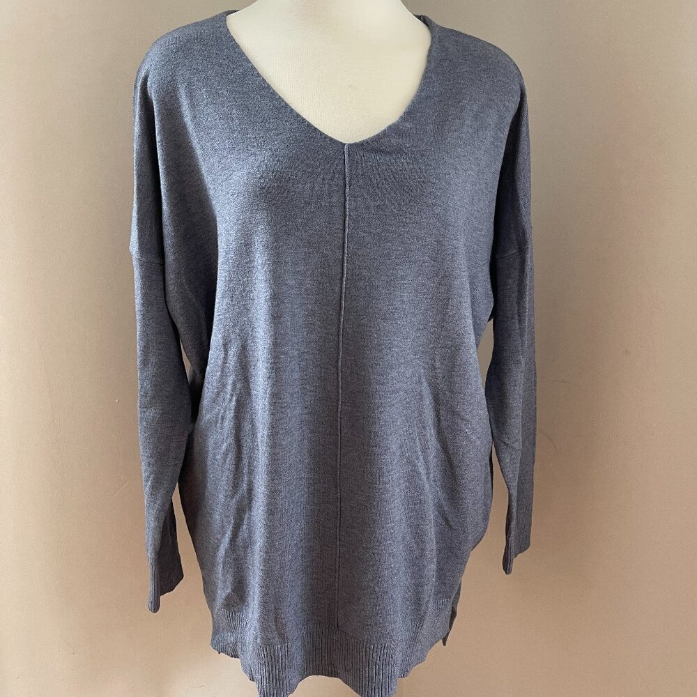 Dreamers By Debut V-Neck Long-Sleeved Tunic Sweater, Indigo Blue, Size M/L  NWT!